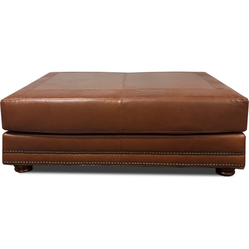 9055 Cocktail Ottoman in Brandy Brown with Alligator Pattern Top Grain Leather